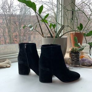 Sam Edelman suede black chunk heel boots size 10